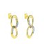 Pendientes Colgantes en Oro Bicolor 18K – Dos Eslabones con Circonitas